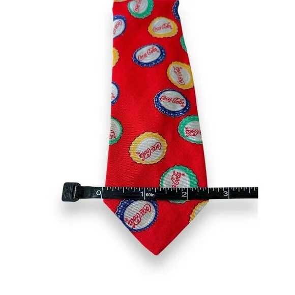 Vintage Red Coca-Cola Tie 56” X 2.5” Made In USA Multicolor Caps - Picture 5 of 6